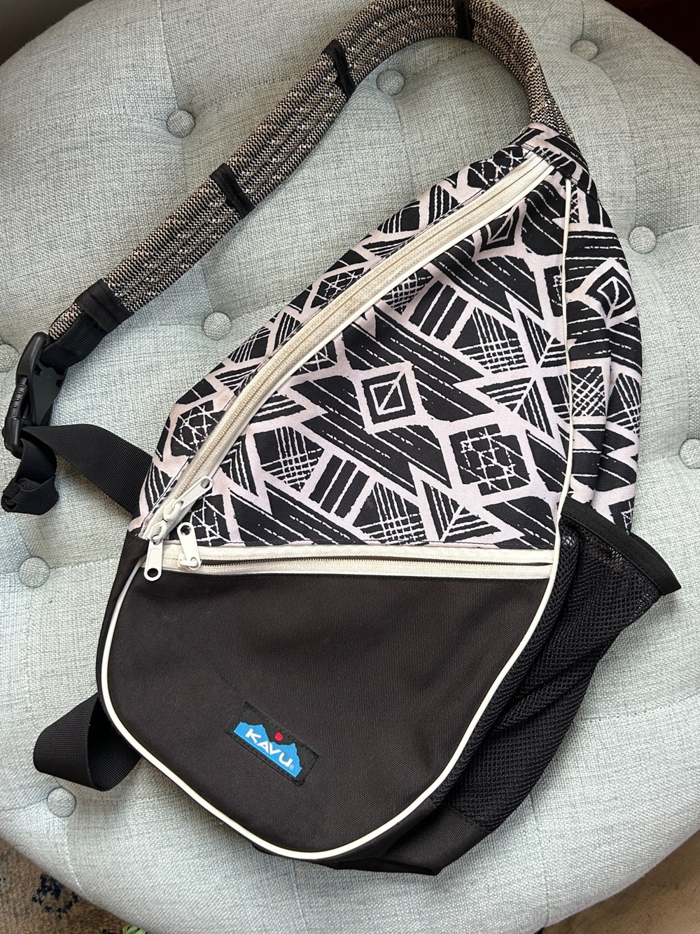Kavu Black & White Geometric Sling Bag